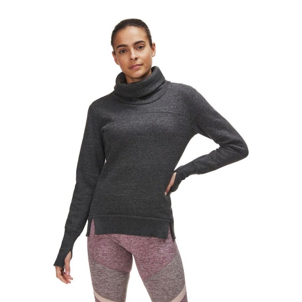 ALO Yoga Haze Turtleneck Pullover Sweatshirt Womens Medium Gray Cozy Athleisure - Picture 5 of 8